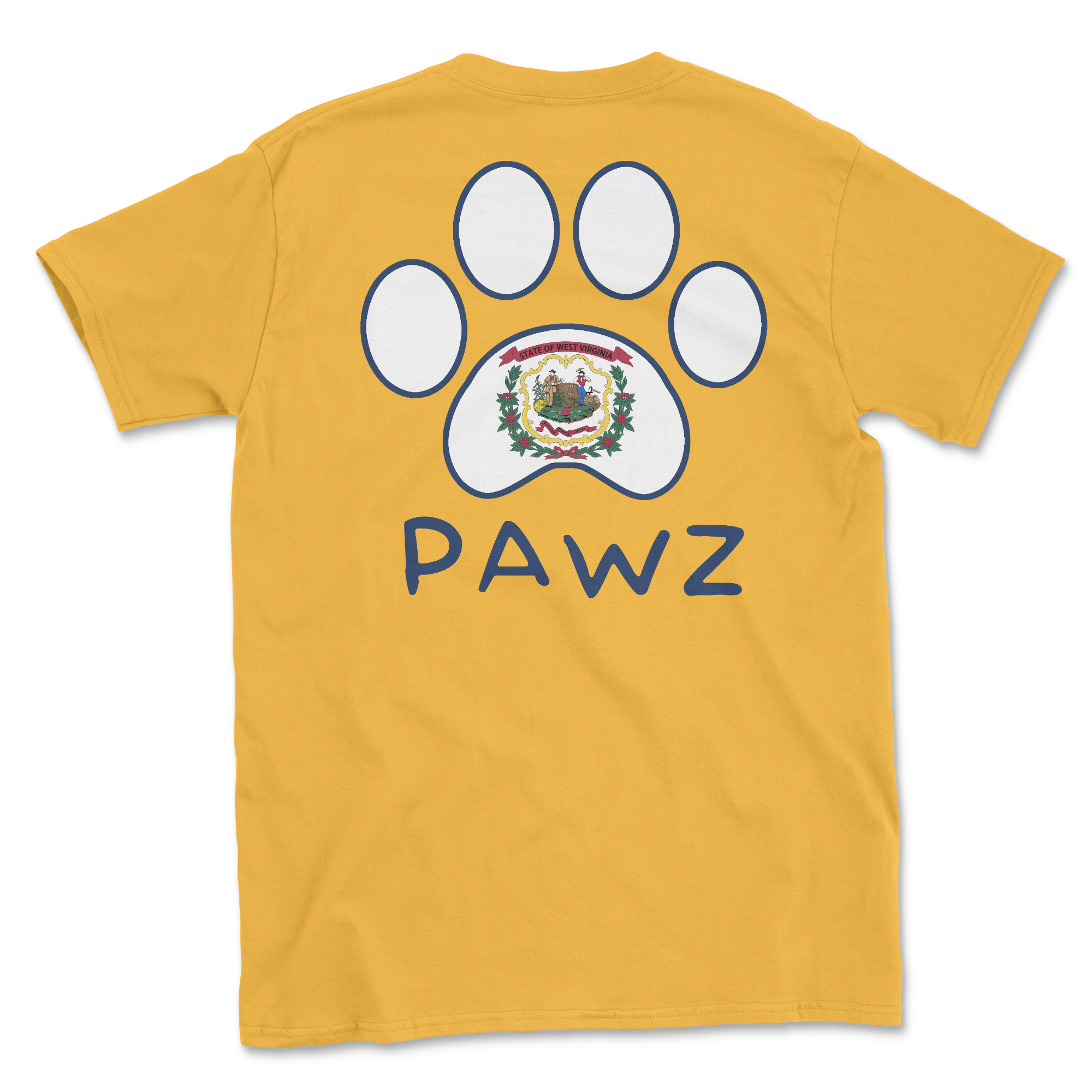 West Virginia Flag Paw (Adult Short Sleeve T-Shirt)