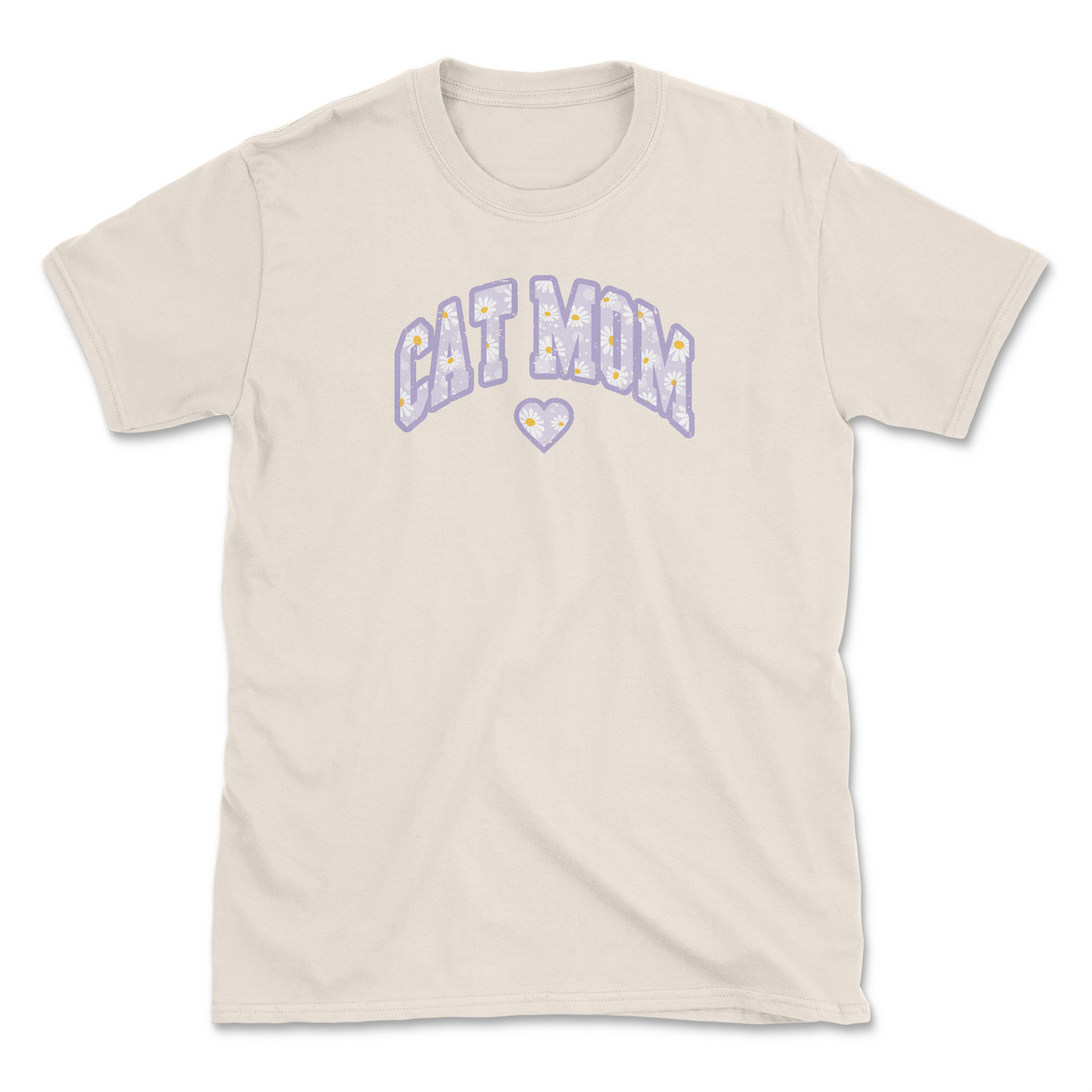 Cat Mom (Lavander) - Front Print (Adult Short Sleeve T-Shirt)
