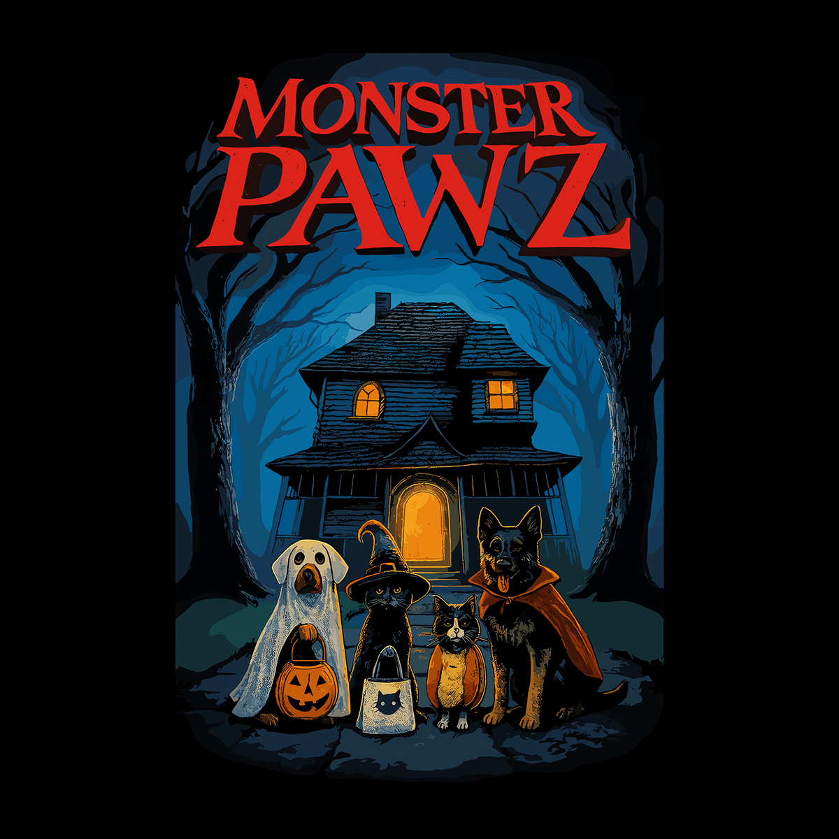 Monster Pawz (Back Print) (Adult Hoodie)