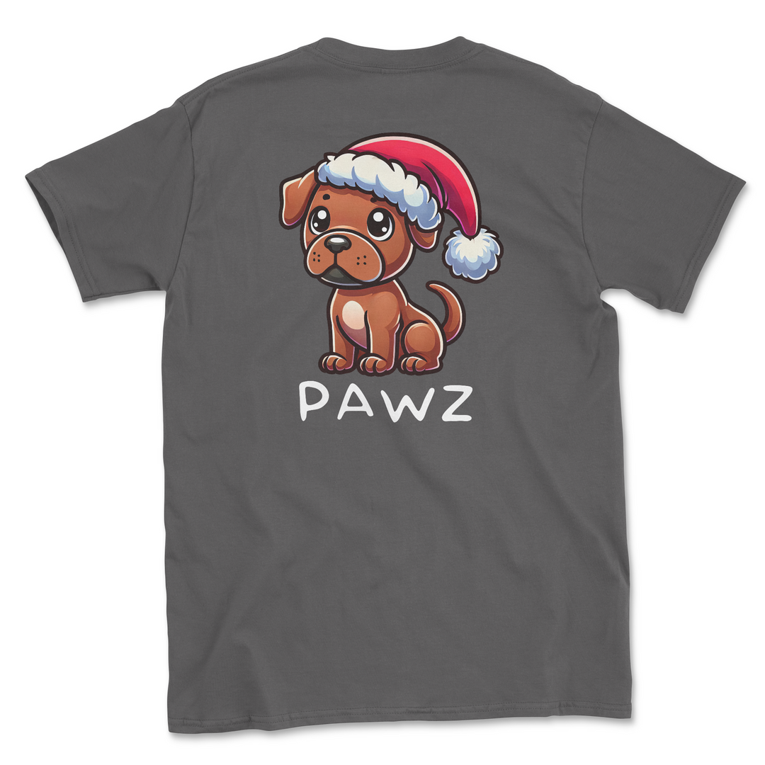 Brown Pitbull Christmas (Adult Short Sleeve T-Shirt)