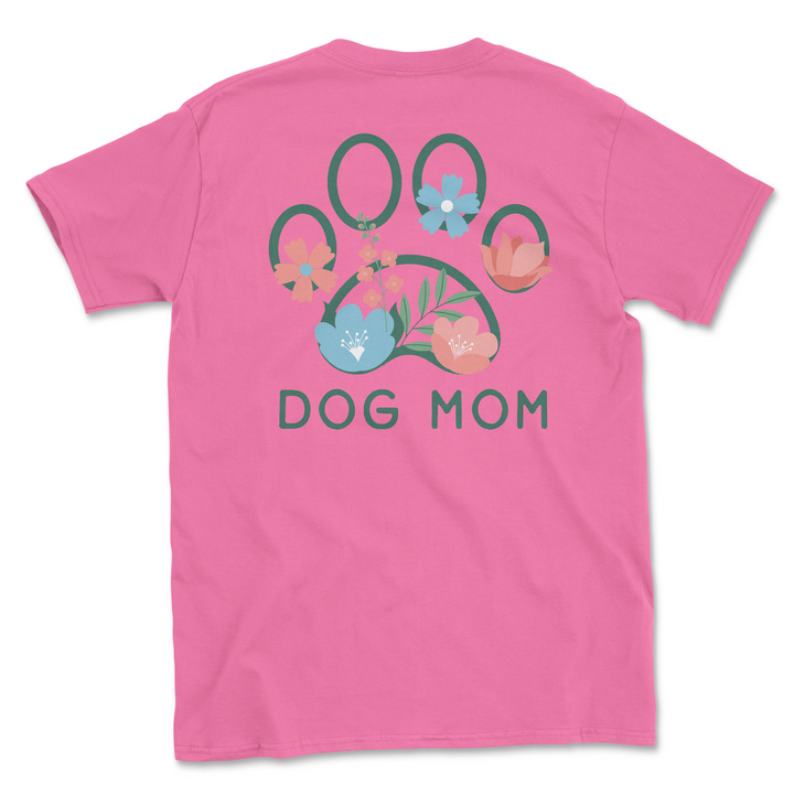 Dog Mom Flowers Paw (Adult Short Sleeve T-Shirt)