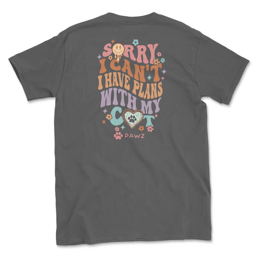 Sorry I Can't - Cat (Adult Short Sleeve T-Shirt)