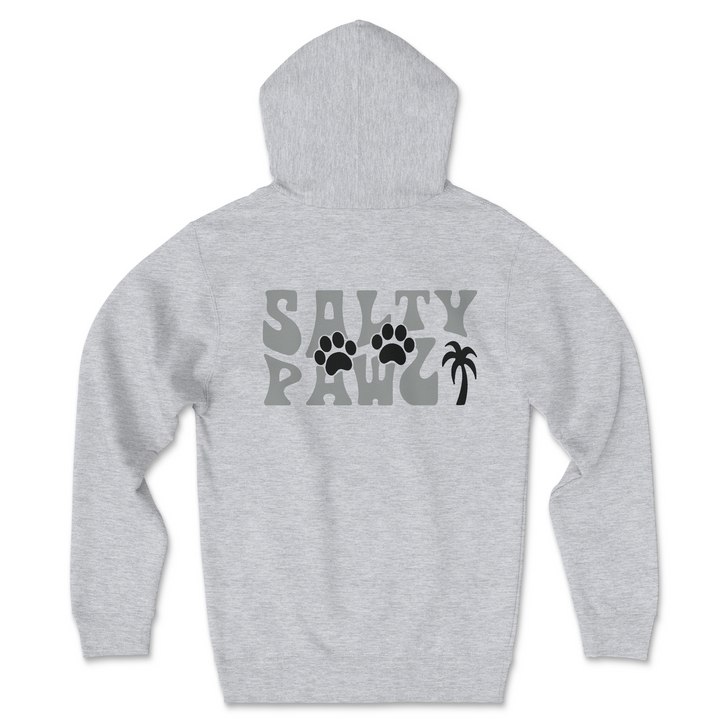 Salty Pawz White/Grey - Sports Grey (Adult Hoodie)