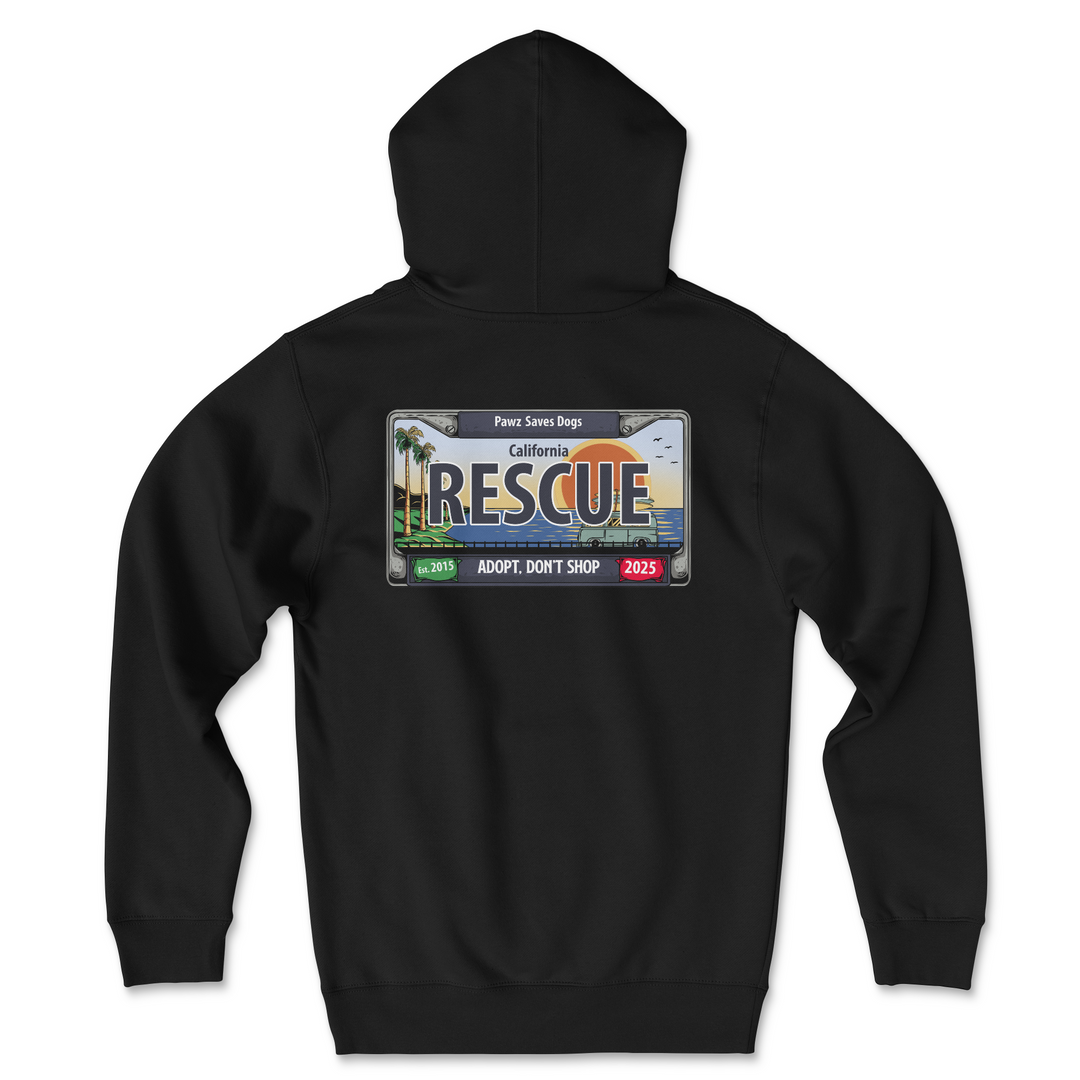 Cali Rescue License Plate (Adult Hoodie)