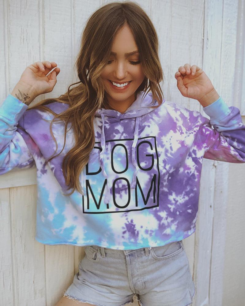 Cotton Candy Simple Dog Mom Tie Dye Cropped Hoodie - Pawz