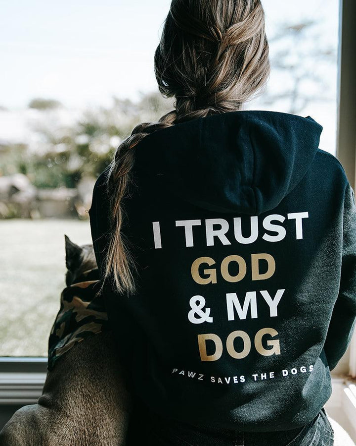 Pawz I Trust God & My Dog (Back) Black Hoodie - Pawz
